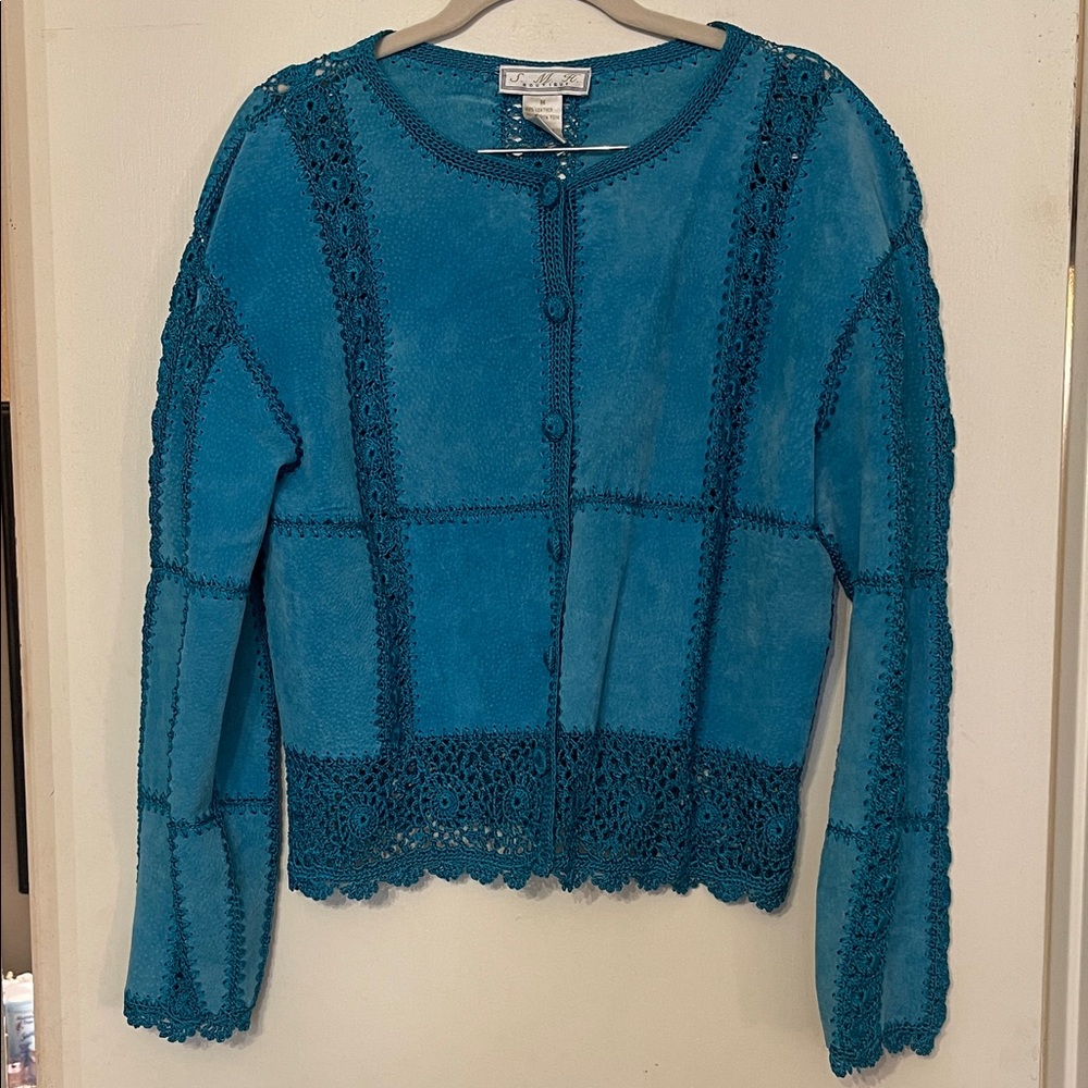 S.M.H. Boutique | Jackets & Coats | Rare Vintage Turquoise Suede leather size M